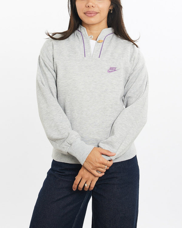 Vintage, 80s, Nike, Collared, Sweatshirt, The Real Deal, size double extra small, colour Grey, newtown, sydney, australia, thrift store, opshop, preloved, secondhand, sustainable, retro, antique, 70s, 80s, 90s, 2000s, 00s, fashion, clothing, streetwear, trendy, garment, style, boutique, store, shop, archive, sale, cheap, best, top, Sweats and hoodies