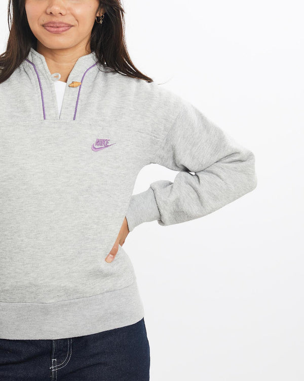 Vintage, 80s, Nike, Collared, Sweatshirt, The Real Deal, size double extra small, colour Grey, newtown, sydney, australia, thrift store, opshop, preloved, secondhand, sustainable, retro, antique, 70s, 80s, 90s, 2000s, 00s, fashion, clothing, streetwear, trendy, garment, style, boutique, store, shop, archive, sale, cheap, best, top, Sweats and hoodies