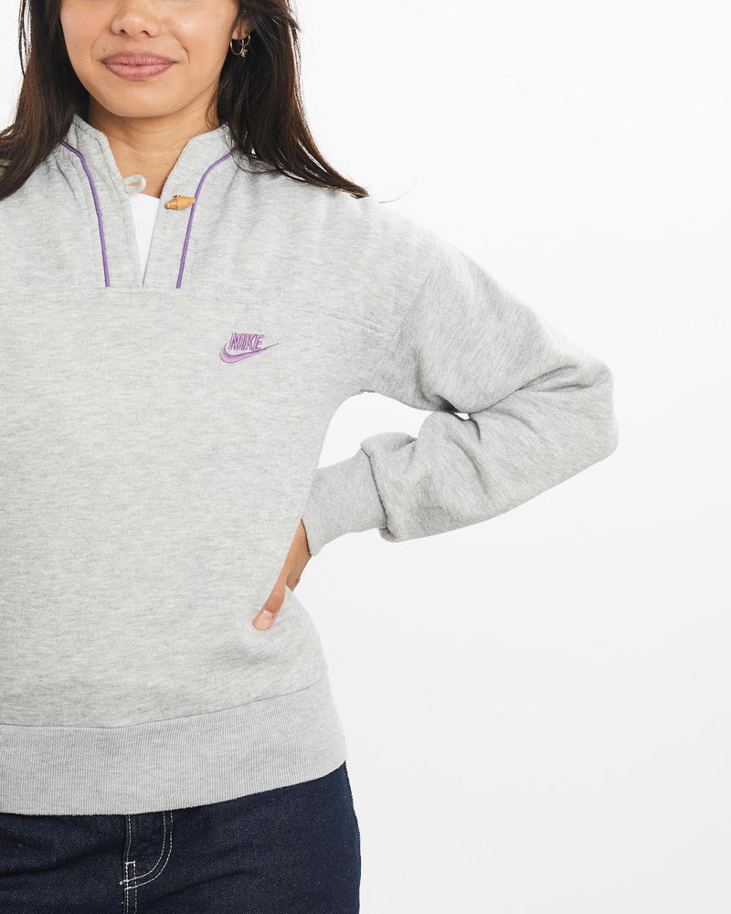 Vintage, 80s, Nike, Collared, Sweatshirt, The Real Deal, size double extra small, colour Grey, newtown, sydney, australia, thrift store, opshop, preloved, secondhand, sustainable, retro, antique, 70s, 80s, 90s, 2000s, 00s, fashion, clothing, streetwear, trendy, garment, style, boutique, store, shop, archive, sale, cheap, best, top, Sweats and hoodies