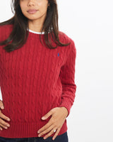 Vintage, Polo, Ralph, Lauren, Cable, Knit, Sweater, The Real Deal, size double extra small, colour Red, newtown, sydney, australia, thrift store, opshop, preloved, secondhand, sustainable, retro, antique, 70s, 80s, 90s, 2000s, 00s, fashion, clothing, streetwear, trendy, garment, style, boutique, store, shop, archive, sale, cheap, best, top, Sweats and hoodies