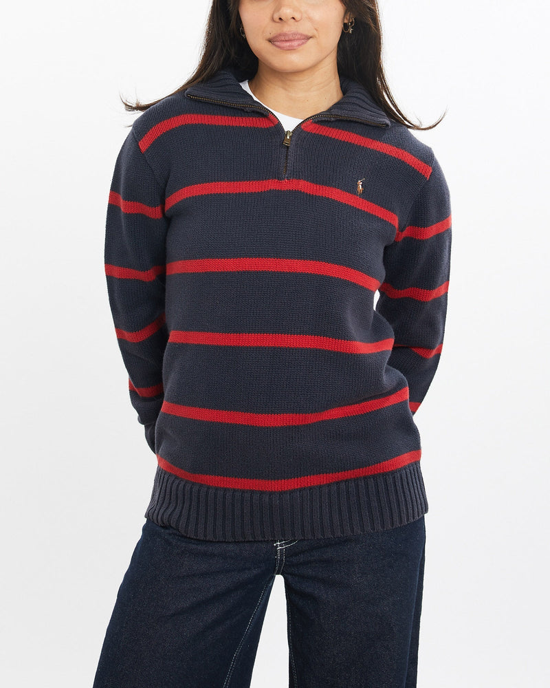 Vintage, 90s, Polo, Ralph, Lauren, Quarter, Zip, Knit, Sweater, The Real Deal, size double extra small, colour Navy, newtown, sydney, australia, thrift store, opshop, preloved, secondhand, sustainable, retro, antique, 70s, 80s, 90s, 2000s, 00s, fashion, clothing, streetwear, trendy, garment, style, boutique, store, shop, archive, sale, cheap, best, top, Sweats and hoodies