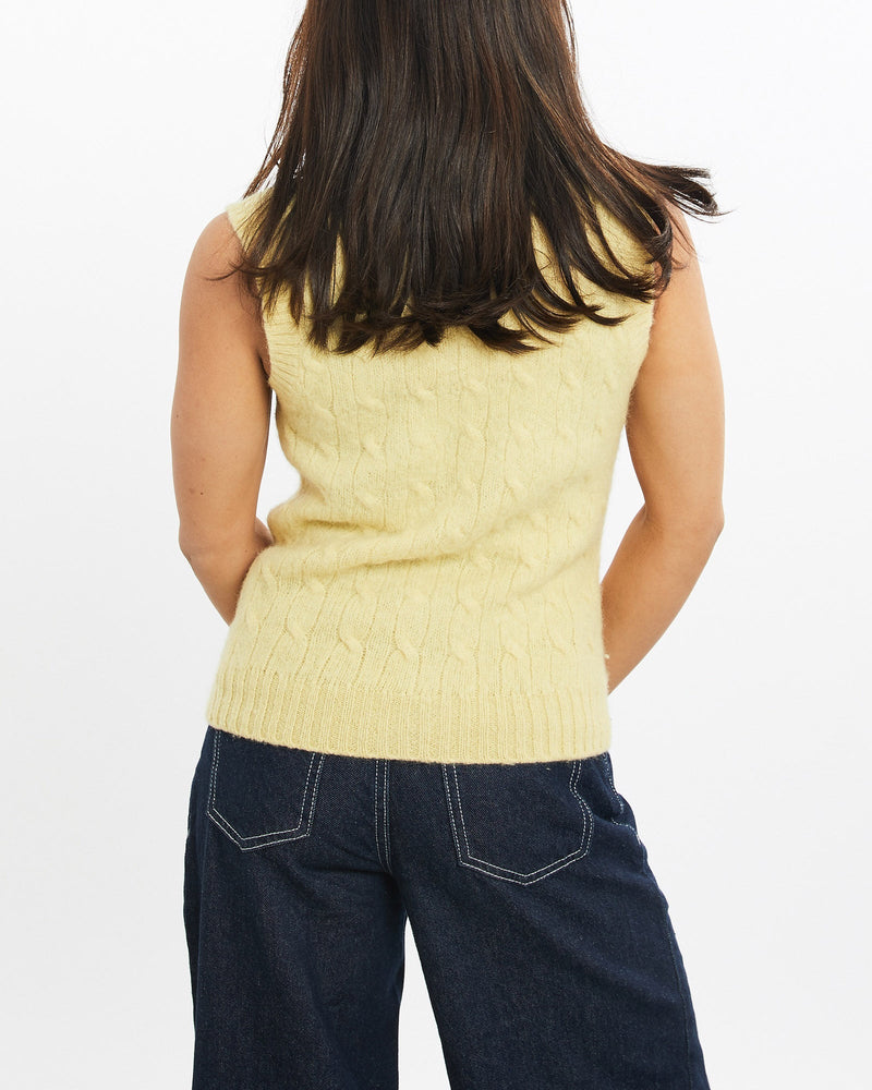 Vintage, 90s, Ralph, Lauren, Knit, Sweater, Vest, The Real Deal, size double extra small, colour Yellow, newtown, sydney, australia, thrift store, opshop, preloved, secondhand, sustainable, retro, antique, 70s, 80s, 90s, 2000s, 00s, fashion, clothing, streetwear, trendy, garment, style, boutique, store, shop, archive, sale, cheap, best, top, Sweats and hoodies
