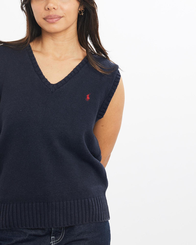Vintage, 90s, Polo, Ralph, Lauren, Knit, Sweater, Vest, The Real Deal, size double extra small, colour Navy, newtown, sydney, australia, thrift store, opshop, preloved, secondhand, sustainable, retro, antique, 70s, 80s, 90s, 2000s, 00s, fashion, clothing, streetwear, trendy, garment, style, boutique, store, shop, archive, sale, cheap, best, top, Sweats and hoodies