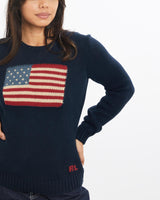 Vintage, Polo, Ralph, Lauren, Flag, Knit, Sweater, The Real Deal, size double extra small, colour Navy, newtown, sydney, australia, thrift store, opshop, preloved, secondhand, sustainable, retro, antique, 70s, 80s, 90s, 2000s, 00s, fashion, clothing, streetwear, trendy, garment, style, boutique, store, shop, archive, sale, cheap, best, top, Sweats and hoodies