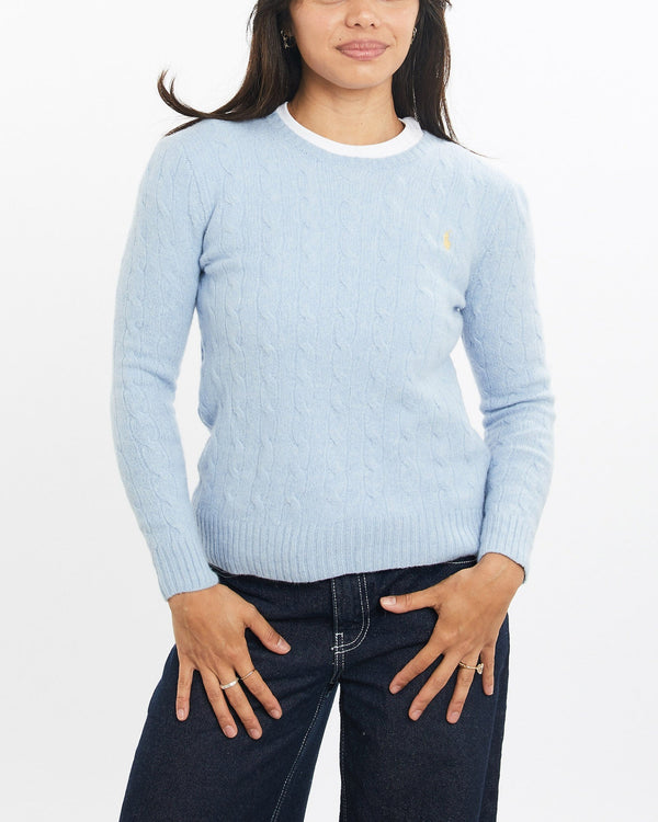 Vintage, Polo, Ralph, Lauren, Cable, Knit, Sweater, The Real Deal, size double extra small, colour Blue, newtown, sydney, australia, thrift store, opshop, preloved, secondhand, sustainable, retro, antique, 70s, 80s, 90s, 2000s, 00s, fashion, clothing, streetwear, trendy, garment, style, boutique, store, shop, archive, sale, cheap, best, top, Sweats and hoodies