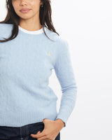 Vintage, Polo, Ralph, Lauren, Cable, Knit, Sweater, The Real Deal, size double extra small, colour Blue, newtown, sydney, australia, thrift store, opshop, preloved, secondhand, sustainable, retro, antique, 70s, 80s, 90s, 2000s, 00s, fashion, clothing, streetwear, trendy, garment, style, boutique, store, shop, archive, sale, cheap, best, top, Sweats and hoodies
