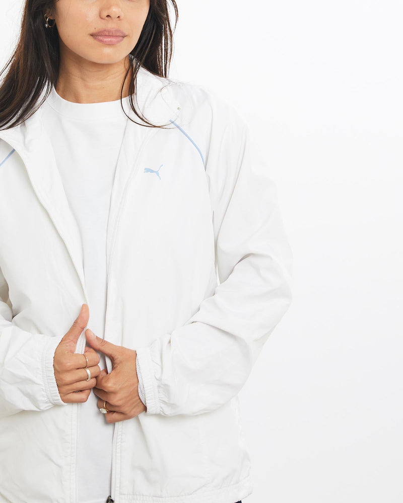 Vintage, Puma, Windbreaker, Jacket, The Real Deal, size double extra small, colour White, newtown, sydney, australia, thrift store, opshop, preloved, secondhand, sustainable, retro, antique, 70s, 80s, 90s, 2000s, 00s, fashion, clothing, streetwear, trendy, garment, style, boutique, store, shop, archive, sale, cheap, best, top, Jackets