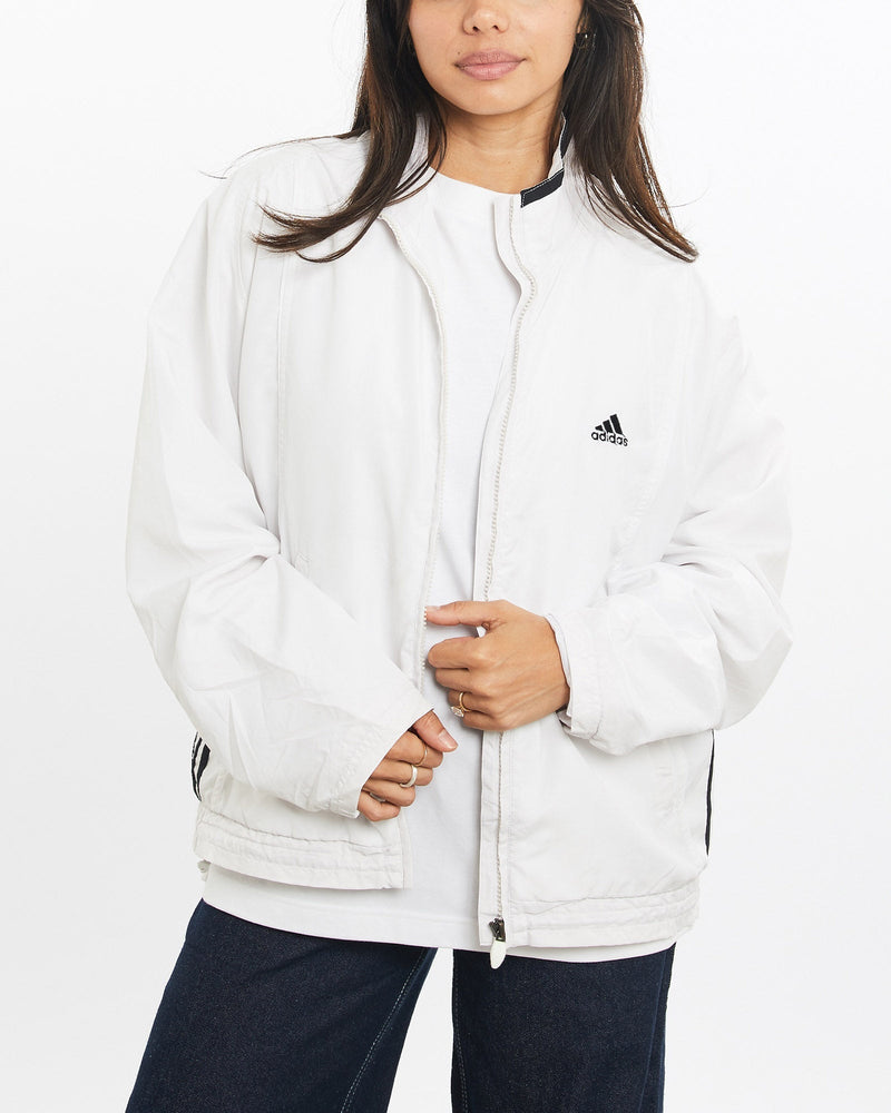 Vintage, Adidas, Windbreaker, Jacket, The Real Deal, size double extra small, colour White, newtown, sydney, australia, thrift store, opshop, preloved, secondhand, sustainable, retro, antique, 70s, 80s, 90s, 2000s, 00s, fashion, clothing, streetwear, trendy, garment, style, boutique, store, shop, archive, sale, cheap, best, top, Jackets