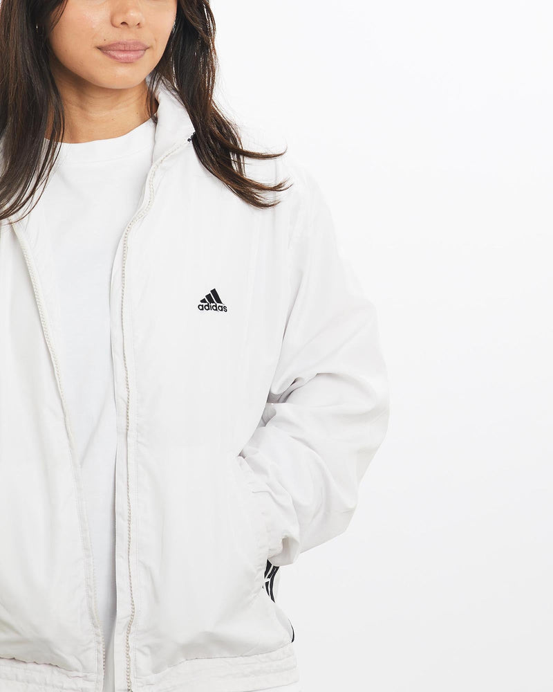 Vintage, Adidas, Windbreaker, Jacket, The Real Deal, size double extra small, colour White, newtown, sydney, australia, thrift store, opshop, preloved, secondhand, sustainable, retro, antique, 70s, 80s, 90s, 2000s, 00s, fashion, clothing, streetwear, trendy, garment, style, boutique, store, shop, archive, sale, cheap, best, top, Jackets