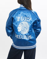 Vintage, 80s, Fort, Indians, Satin, Bomber, Jacket, The Real Deal, size double extra small, colour Blue, newtown, sydney, australia, thrift store, opshop, preloved, secondhand, sustainable, retro, antique, 70s, 80s, 90s, 2000s, 00s, fashion, clothing, streetwear, trendy, garment, style, boutique, store, shop, archive, sale, cheap, best, top, Jackets