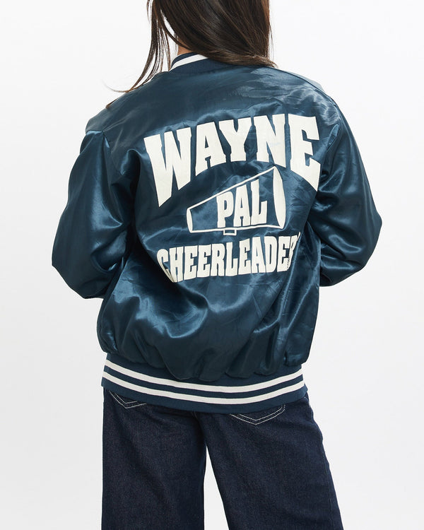 Vintage, 80s, Wayne, PAL, Cheerleader, Satin, Bomber, Jacket, The Real Deal, size double extra small, colour Blue, newtown, sydney, australia, thrift store, opshop, preloved, secondhand, sustainable, retro, antique, 70s, 80s, 90s, 2000s, 00s, fashion, clothing, streetwear, trendy, garment, style, boutique, store, shop, archive, sale, cheap, best, top, Jackets