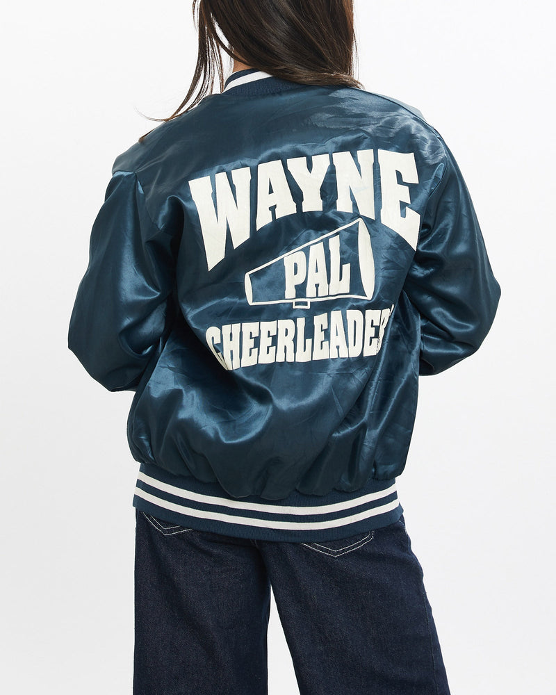 Vintage, 80s, Wayne, PAL, Cheerleader, Satin, Bomber, Jacket, The Real Deal, size double extra small, colour Blue, newtown, sydney, australia, thrift store, opshop, preloved, secondhand, sustainable, retro, antique, 70s, 80s, 90s, 2000s, 00s, fashion, clothing, streetwear, trendy, garment, style, boutique, store, shop, archive, sale, cheap, best, top, Jackets