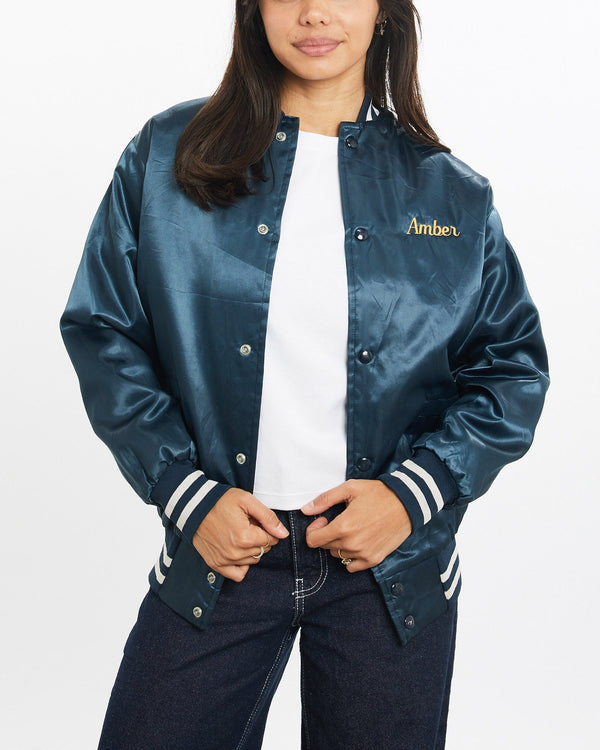 Vintage, 80s, Wayne, PAL, Cheerleader, Satin, Bomber, Jacket, The Real Deal, size double extra small, colour Blue, newtown, sydney, australia, thrift store, opshop, preloved, secondhand, sustainable, retro, antique, 70s, 80s, 90s, 2000s, 00s, fashion, clothing, streetwear, trendy, garment, style, boutique, store, shop, archive, sale, cheap, best, top, Jackets