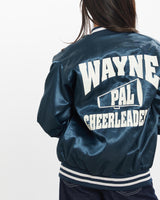 Vintage, 80s, Wayne, PAL, Cheerleader, Satin, Bomber, Jacket, The Real Deal, size double extra small, colour Blue, newtown, sydney, australia, thrift store, opshop, preloved, secondhand, sustainable, retro, antique, 70s, 80s, 90s, 2000s, 00s, fashion, clothing, streetwear, trendy, garment, style, boutique, store, shop, archive, sale, cheap, best, top, Jackets