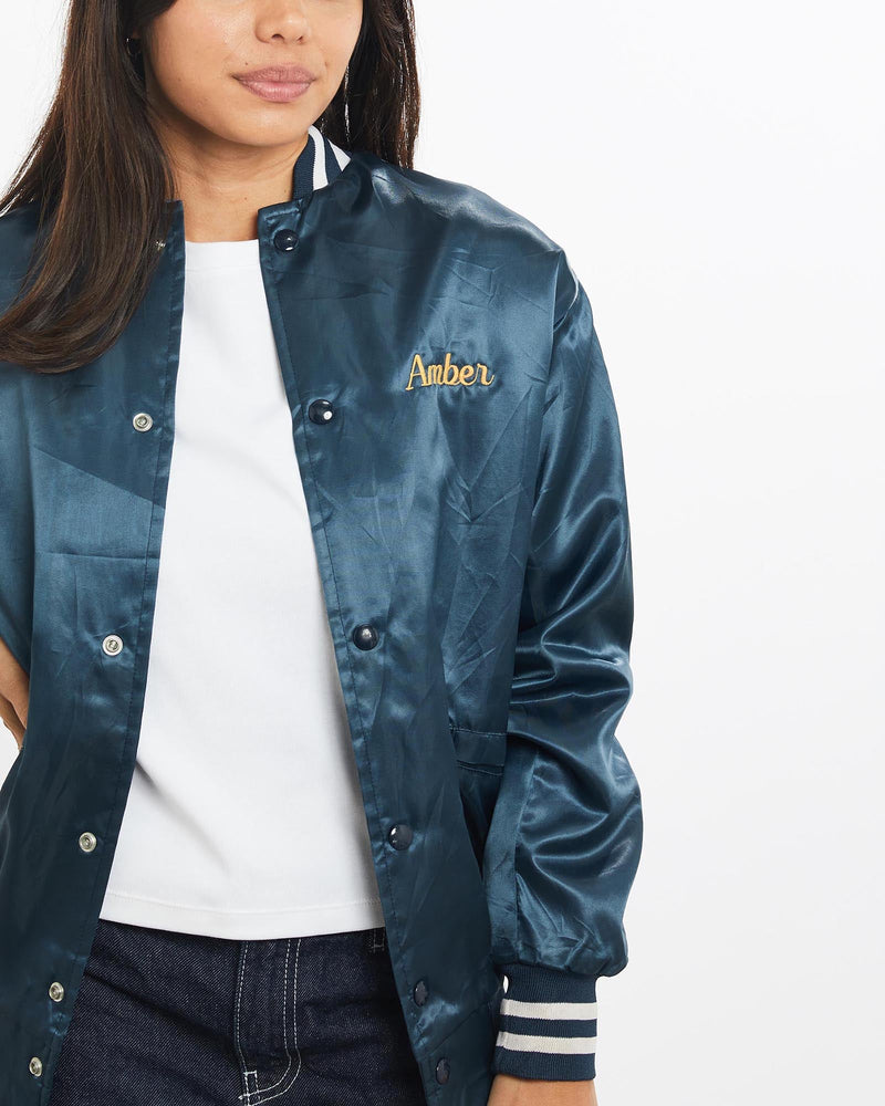 Vintage, 80s, Wayne, PAL, Cheerleader, Satin, Bomber, Jacket, The Real Deal, size double extra small, colour Blue, newtown, sydney, australia, thrift store, opshop, preloved, secondhand, sustainable, retro, antique, 70s, 80s, 90s, 2000s, 00s, fashion, clothing, streetwear, trendy, garment, style, boutique, store, shop, archive, sale, cheap, best, top, Jackets