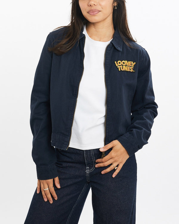 Vintage, 90s, Looney, Tunes, Harrington, Jacket, The Real Deal, size double extra small, colour Navy, newtown, sydney, australia, thrift store, opshop, preloved, secondhand, sustainable, retro, antique, 70s, 80s, 90s, 2000s, 00s, fashion, clothing, streetwear, trendy, garment, style, boutique, store, shop, archive, sale, cheap, best, top, Jackets