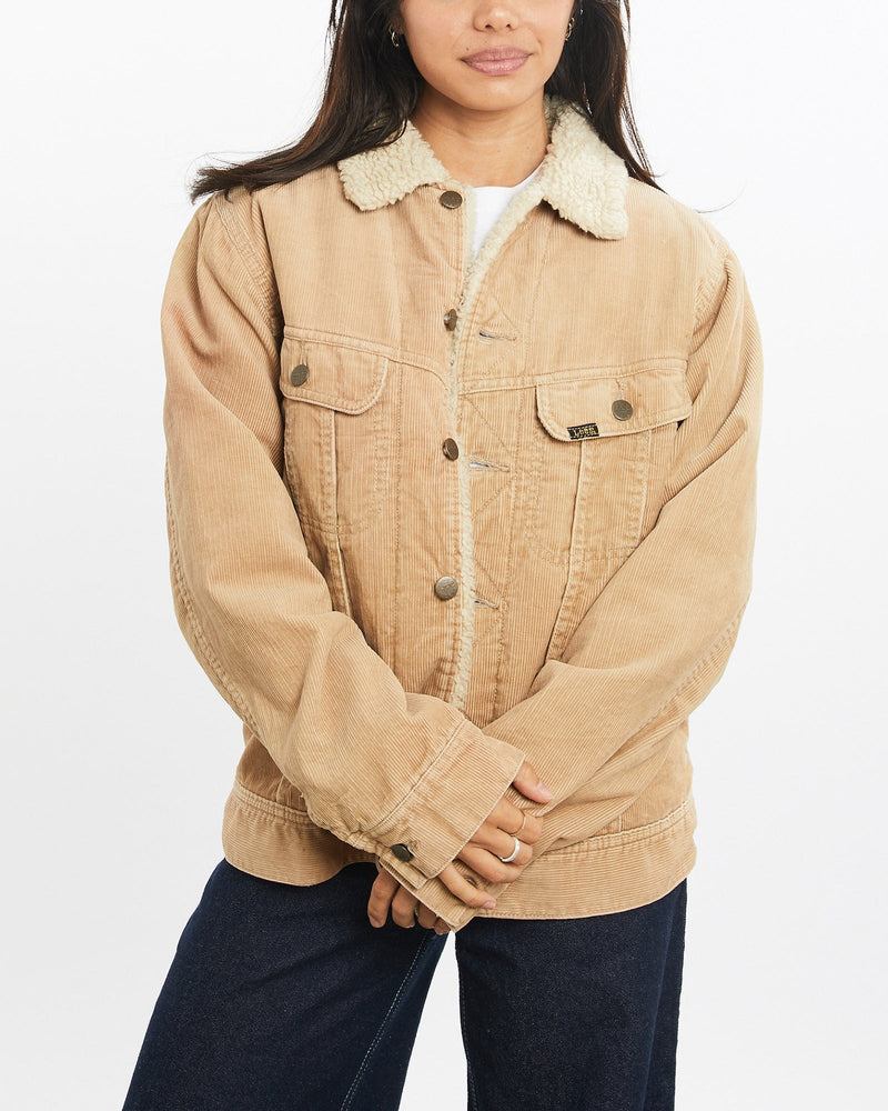 Vintage, 90s, Lee, Storm, Rider, Sherpa, Lined, Corduroy, Jacket, The Real Deal, size extra small, colour Beige, newtown, sydney, australia, thrift store, opshop, preloved, secondhand, sustainable, retro, antique, 70s, 80s, 90s, 2000s, 00s, fashion, clothing, streetwear, trendy, garment, style, boutique, store, shop, archive, sale, cheap, best, top, Jackets