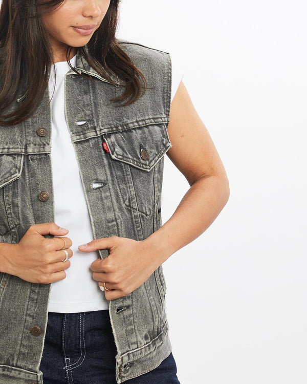 Vintage, Levi's, Denim, Vest, The Real Deal, size extra small, colour Grey, newtown, sydney, australia, thrift store, opshop, preloved, secondhand, sustainable, retro, antique, 70s, 80s, 90s, 2000s, 00s, fashion, clothing, streetwear, trendy, garment, style, boutique, store, shop, archive, sale, cheap, best, top, Jackets