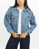 Vintage, 90s, NBA, Chicago, Bulls, Denim, Jacket, The Real Deal, size double extra small, colour Blue, newtown, sydney, australia, thrift store, opshop, preloved, secondhand, sustainable, retro, antique, 70s, 80s, 90s, 2000s, 00s, fashion, clothing, streetwear, trendy, garment, style, boutique, store, shop, archive, sale, cheap, best, top, Jackets