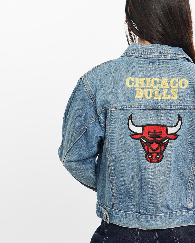 Vintage, 90s, NBA, Chicago, Bulls, Denim, Jacket, The Real Deal, size double extra small, colour Blue, newtown, sydney, australia, thrift store, opshop, preloved, secondhand, sustainable, retro, antique, 70s, 80s, 90s, 2000s, 00s, fashion, clothing, streetwear, trendy, garment, style, boutique, store, shop, archive, sale, cheap, best, top, Jackets