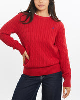 Vintage, Polo, Ralph, Lauren, Cable, Knit, Sweater, The Real Deal, size double extra small, colour Red, newtown, sydney, australia, thrift store, opshop, preloved, secondhand, sustainable, retro, antique, 70s, 80s, 90s, 2000s, 00s, fashion, clothing, streetwear, trendy, garment, style, boutique, store, shop, archive, sale, cheap, best, top, Sweats and hoodies