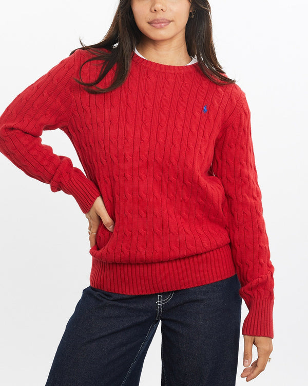 Vintage, Polo, Ralph, Lauren, Cable, Knit, Sweater, The Real Deal, size double extra small, colour Red, newtown, sydney, australia, thrift store, opshop, preloved, secondhand, sustainable, retro, antique, 70s, 80s, 90s, 2000s, 00s, fashion, clothing, streetwear, trendy, garment, style, boutique, store, shop, archive, sale, cheap, best, top, Sweats and hoodies