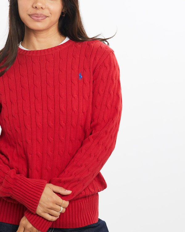 Vintage, Polo, Ralph, Lauren, Cable, Knit, Sweater, The Real Deal, size double extra small, colour Red, newtown, sydney, australia, thrift store, opshop, preloved, secondhand, sustainable, retro, antique, 70s, 80s, 90s, 2000s, 00s, fashion, clothing, streetwear, trendy, garment, style, boutique, store, shop, archive, sale, cheap, best, top, Sweats and hoodies