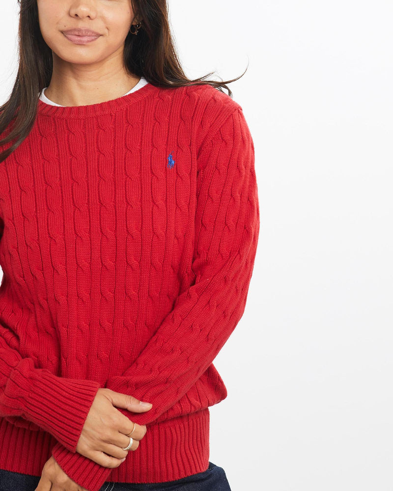 Vintage, Polo, Ralph, Lauren, Cable, Knit, Sweater, The Real Deal, size double extra small, colour Red, newtown, sydney, australia, thrift store, opshop, preloved, secondhand, sustainable, retro, antique, 70s, 80s, 90s, 2000s, 00s, fashion, clothing, streetwear, trendy, garment, style, boutique, store, shop, archive, sale, cheap, best, top, Sweats and hoodies