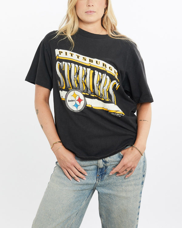 Vintage, 1990, Starter, NFL, Pittsburgh, Steelers, Tee, The Real Deal, size small, colour Black, newtown, sydney, australia, thrift store, opshop, preloved, secondhand, sustainable, retro, antique, 70s, 80s, 90s, 2000s, 00s, fashion, clothing, streetwear, trendy, garment, style, boutique, store, shop, archive, sale, cheap, best, top, T-Shirts