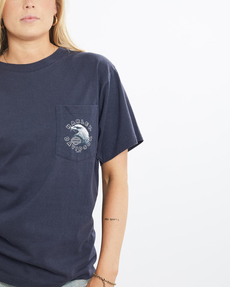 Vintage, Harley, Davidson, Tee, The Real Deal, size small, colour Navy, newtown, sydney, australia, thrift store, opshop, preloved, secondhand, sustainable, retro, antique, 70s, 80s, 90s, 2000s, 00s, fashion, clothing, streetwear, trendy, garment, style, boutique, store, shop, archive, sale, cheap, best, top, T-Shirts