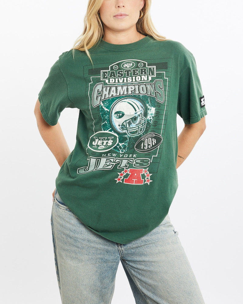 Vintage, 1998, Starter, NFL, New, York, Jets, Tee, The Real Deal, size small, colour Green, newtown, sydney, australia, thrift store, opshop, preloved, secondhand, sustainable, retro, antique, 70s, 80s, 90s, 2000s, 00s, fashion, clothing, streetwear, trendy, garment, style, boutique, store, shop, archive, sale, cheap, best, top, T-Shirts