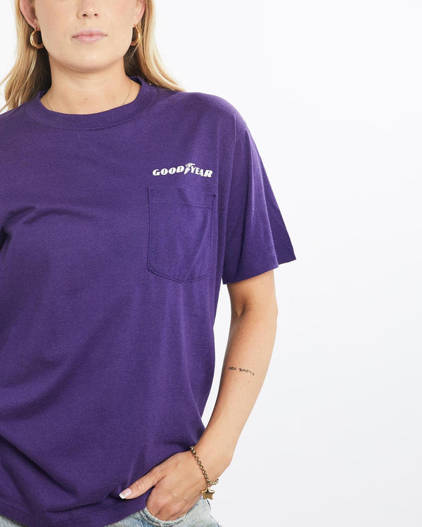 Vintage, 80s, Goodyear, Tee, The Real Deal, size small, colour Purple, newtown, sydney, australia, thrift store, opshop, preloved, secondhand, sustainable, retro, antique, 70s, 80s, 90s, 2000s, 00s, fashion, clothing, streetwear, trendy, garment, style, boutique, store, shop, archive, sale, cheap, best, top, T-Shirts