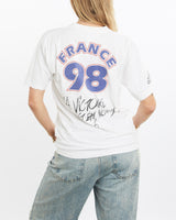 Vintage, 1998, Adidas, France, FIFA, World, Cup, Tee, The Real Deal, size small, colour White, newtown, sydney, australia, thrift store, opshop, preloved, secondhand, sustainable, retro, antique, 70s, 80s, 90s, 2000s, 00s, fashion, clothing, streetwear, trendy, garment, style, boutique, store, shop, archive, sale, cheap, best, top, T-Shirts