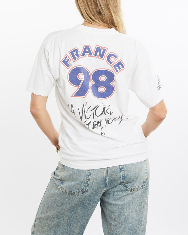 Vintage, 1998, Adidas, France, FIFA, World, Cup, Tee, The Real Deal, size small, colour White, newtown, sydney, australia, thrift store, opshop, preloved, secondhand, sustainable, retro, antique, 70s, 80s, 90s, 2000s, 00s, fashion, clothing, streetwear, trendy, garment, style, boutique, store, shop, archive, sale, cheap, best, top, T-Shirts