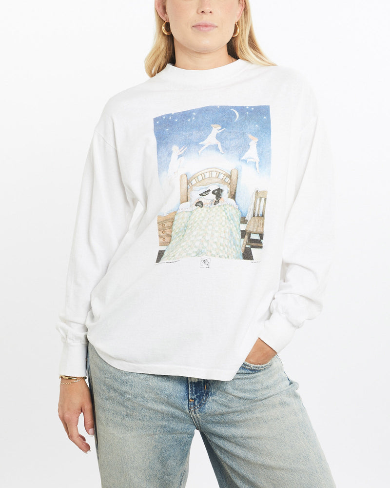 Vintage, 90s, Art, Long, Sleeve, Tee, The Real Deal, size small, colour White, newtown, sydney, australia, thrift store, opshop, preloved, secondhand, sustainable, retro, antique, 70s, 80s, 90s, 2000s, 00s, fashion, clothing, streetwear, trendy, garment, style, boutique, store, shop, archive, sale, cheap, best, top, T-Shirts