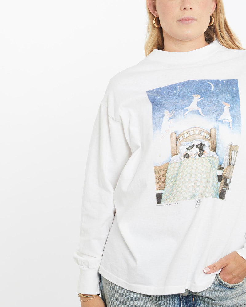 Vintage, 90s, Art, Long, Sleeve, Tee, The Real Deal, size small, colour White, newtown, sydney, australia, thrift store, opshop, preloved, secondhand, sustainable, retro, antique, 70s, 80s, 90s, 2000s, 00s, fashion, clothing, streetwear, trendy, garment, style, boutique, store, shop, archive, sale, cheap, best, top, T-Shirts