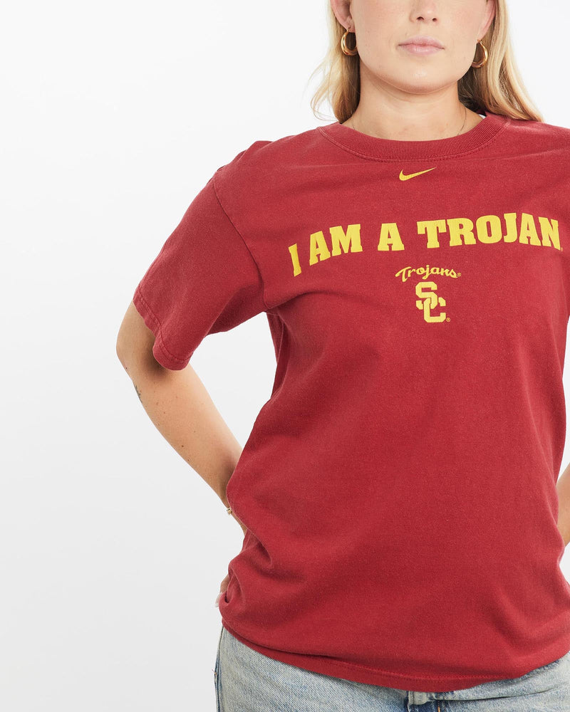 Vintage, Nike, NCAA, USC, Trojans, Tee, The Real Deal, size small, colour Red, newtown, sydney, australia, thrift store, opshop, preloved, secondhand, sustainable, retro, antique, 70s, 80s, 90s, 2000s, 00s, fashion, clothing, streetwear, trendy, garment, style, boutique, store, shop, archive, sale, cheap, best, top, T-Shirts