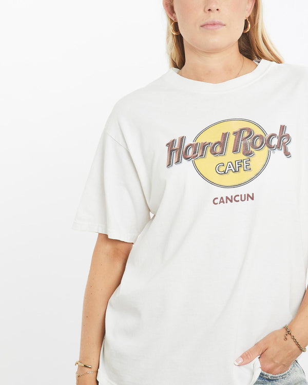 Vintage, 90s, Hard, Rock, Cafe, Cancun, Tee, The Real Deal, size small, colour White, newtown, sydney, australia, thrift store, opshop, preloved, secondhand, sustainable, retro, antique, 70s, 80s, 90s, 2000s, 00s, fashion, clothing, streetwear, trendy, garment, style, boutique, store, shop, archive, sale, cheap, best, top, T-Shirts