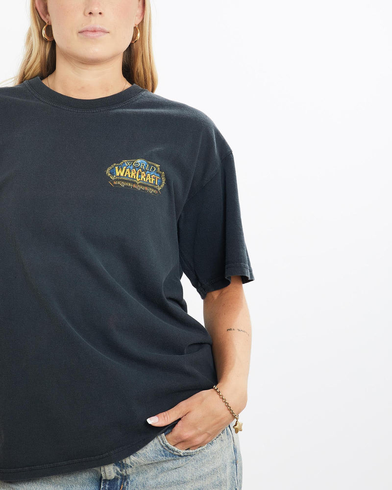 Vintage, World, Of, Warcraft, Tee, The Real Deal, size small, colour Black, newtown, sydney, australia, thrift store, opshop, preloved, secondhand, sustainable, retro, antique, 70s, 80s, 90s, 2000s, 00s, fashion, clothing, streetwear, trendy, garment, style, boutique, store, shop, archive, sale, cheap, best, top, T-Shirts