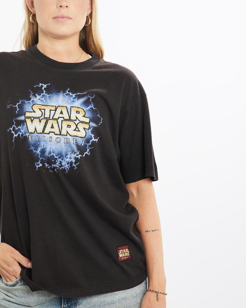 Vintage, 90s, Star, Wars, Episode, 1, Tee, The Real Deal, size small, colour Black, newtown, sydney, australia, thrift store, opshop, preloved, secondhand, sustainable, retro, antique, 70s, 80s, 90s, 2000s, 00s, fashion, clothing, streetwear, trendy, garment, style, boutique, store, shop, archive, sale, cheap, best, top, T-Shirts
