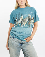 Vintage, Wolves, Wildlife, All, Over, Print, Tee, The Real Deal, size small, colour Blue, newtown, sydney, australia, thrift store, opshop, preloved, secondhand, sustainable, retro, antique, 70s, 80s, 90s, 2000s, 00s, fashion, clothing, streetwear, trendy, garment, style, boutique, store, shop, archive, sale, cheap, best, top, T-Shirts