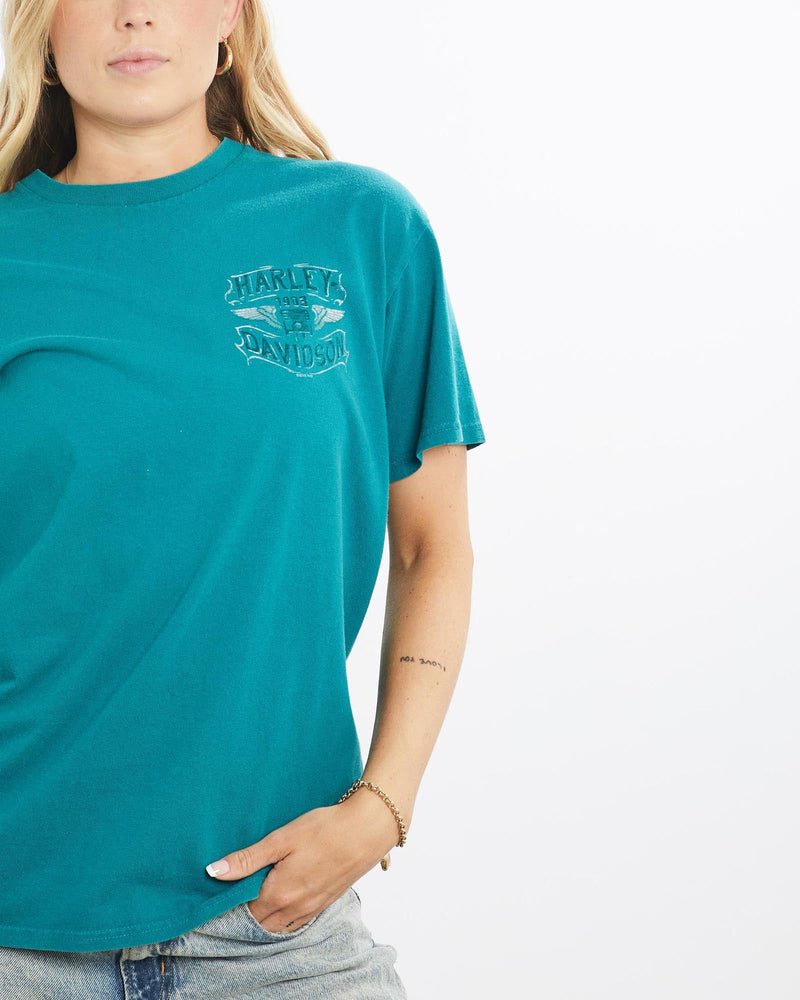 Vintage, Harley, Davidson, Curaçao, Tee, The Real Deal, size small, colour Blue, newtown, sydney, australia, thrift store, opshop, preloved, secondhand, sustainable, retro, antique, 70s, 80s, 90s, 2000s, 00s, fashion, clothing, streetwear, trendy, garment, style, boutique, store, shop, archive, sale, cheap, best, top, T-Shirts
