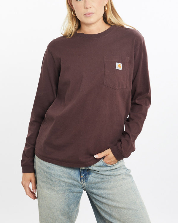Vintage, Carhartt, Long, Sleeve, Tee, The Real Deal, size small, colour Burgundy, newtown, sydney, australia, thrift store, opshop, preloved, secondhand, sustainable, retro, antique, 70s, 80s, 90s, 2000s, 00s, fashion, clothing, streetwear, trendy, garment, style, boutique, store, shop, archive, sale, cheap, best, top, T-Shirts