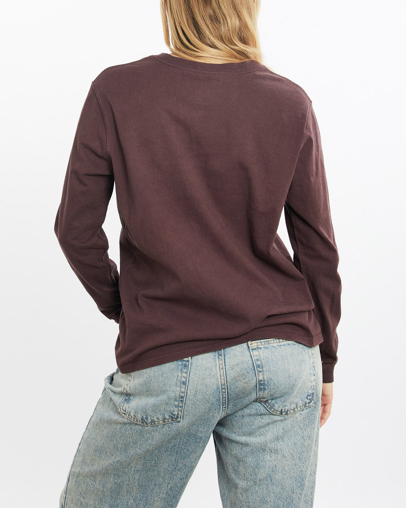 Vintage, Carhartt, Long, Sleeve, Tee, The Real Deal, size small, colour Burgundy, newtown, sydney, australia, thrift store, opshop, preloved, secondhand, sustainable, retro, antique, 70s, 80s, 90s, 2000s, 00s, fashion, clothing, streetwear, trendy, garment, style, boutique, store, shop, archive, sale, cheap, best, top, T-Shirts
