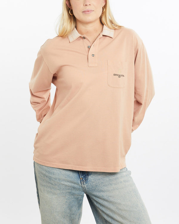 Vintage, 90s, Gianni, Valentino, Long, Sleeve, Polo, Shirt, The Real Deal, size medium, colour Beige, newtown, sydney, australia, thrift store, opshop, preloved, secondhand, sustainable, retro, antique, 70s, 80s, 90s, 2000s, 00s, fashion, clothing, streetwear, trendy, garment, style, boutique, store, shop, archive, sale, cheap, best, top, Shirts