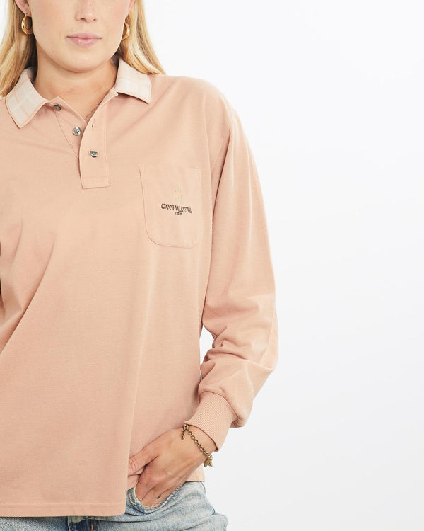 Vintage, 90s, Gianni, Valentino, Long, Sleeve, Polo, Shirt, The Real Deal, size medium, colour Beige, newtown, sydney, australia, thrift store, opshop, preloved, secondhand, sustainable, retro, antique, 70s, 80s, 90s, 2000s, 00s, fashion, clothing, streetwear, trendy, garment, style, boutique, store, shop, archive, sale, cheap, best, top, Shirts