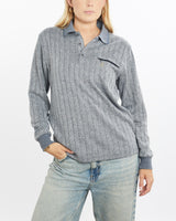 Vintage, 90s, Gianni, Valentino, Long, Sleeve, Polo, Shirt, The Real Deal, size small, colour Grey, newtown, sydney, australia, thrift store, opshop, preloved, secondhand, sustainable, retro, antique, 70s, 80s, 90s, 2000s, 00s, fashion, clothing, streetwear, trendy, garment, style, boutique, store, shop, archive, sale, cheap, best, top, Shirts