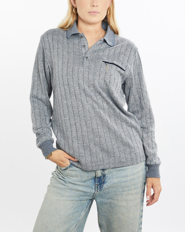 Vintage, 90s, Gianni, Valentino, Long, Sleeve, Polo, Shirt, The Real Deal, size small, colour Grey, newtown, sydney, australia, thrift store, opshop, preloved, secondhand, sustainable, retro, antique, 70s, 80s, 90s, 2000s, 00s, fashion, clothing, streetwear, trendy, garment, style, boutique, store, shop, archive, sale, cheap, best, top, Shirts