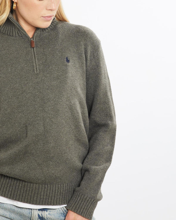 Vintage, 90s, Polo, Ralph, Lauren, Quarter, Zip, Sweater, The Real Deal, size small, colour Grey, newtown, sydney, australia, thrift store, opshop, preloved, secondhand, sustainable, retro, antique, 70s, 80s, 90s, 2000s, 00s, fashion, clothing, streetwear, trendy, garment, style, boutique, store, shop, archive, sale, cheap, best, top, Sweats and hoodies