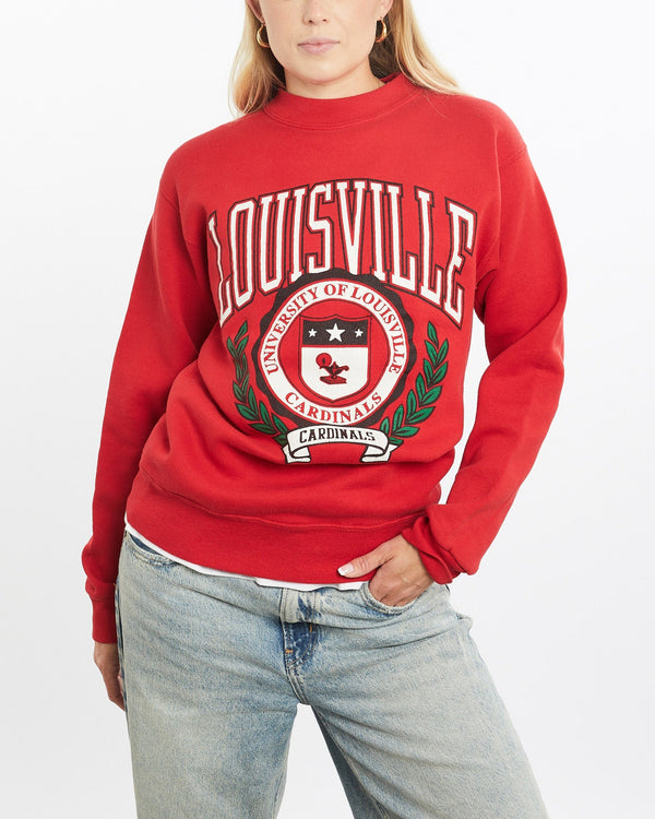 Vintage, 90s, NCAA, University, of, Louisville, Cardinals, Sweatshirt, The Real Deal, size small, colour Red, newtown, sydney, australia, thrift store, opshop, preloved, secondhand, sustainable, retro, antique, 70s, 80s, 90s, 2000s, 00s, fashion, clothing, streetwear, trendy, garment, style, boutique, store, shop, archive, sale, cheap, best, top, Sweats and hoodies